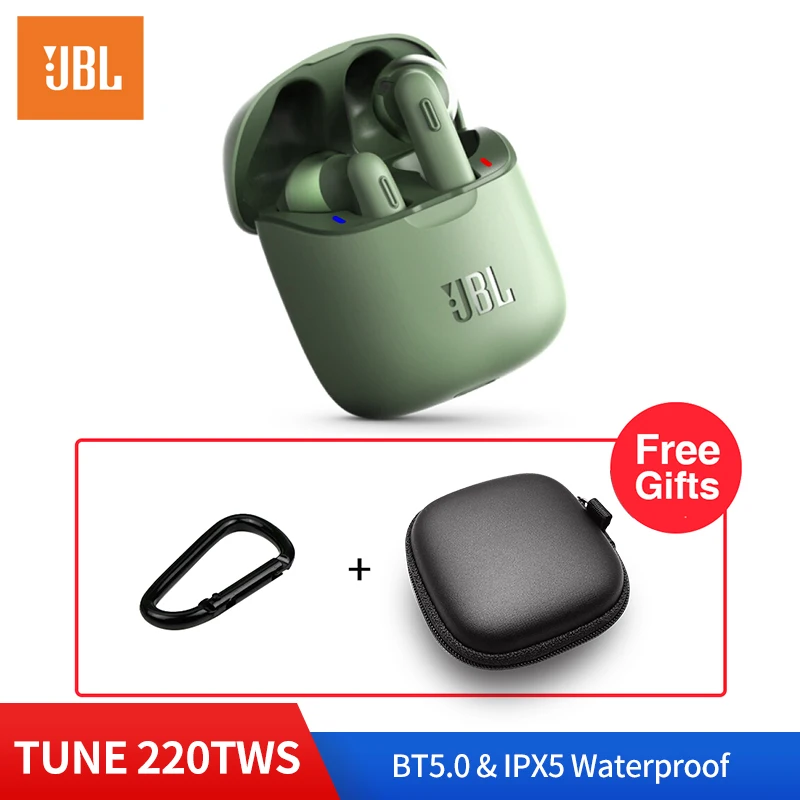 

JBL Tune 220TWS In Ear Wireless Earphones Bluetooth V5.0 T220TWS Earbuds Bass Stereo Music with Charging Box and Microphone