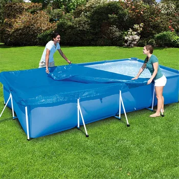 

Big Swimming Pool Cover Dust Rainproof Pool Cover Blue Round Tarpaulin Durable For Family Garden Pools Swimming Pool Accessories