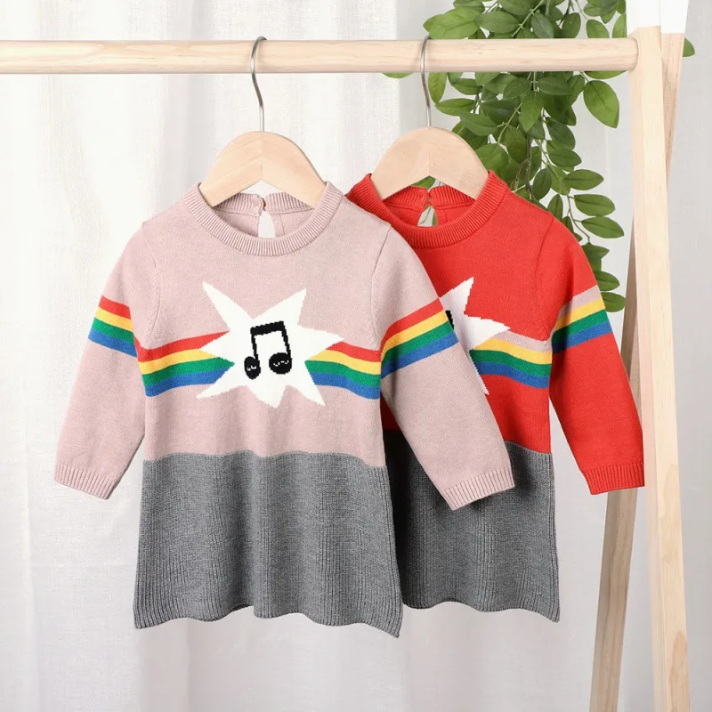 2020 Повседневное платье для маленьких девочек Новое осеннее Вязаное пачка с