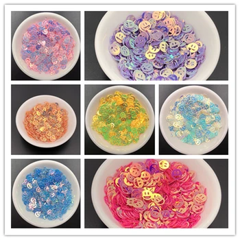 

10g 6mm Golden light smile emoij shape loose PVC sequins Paillettes Wedding craft DIY Navidad Ornaments Lentejuelas 3D nail art