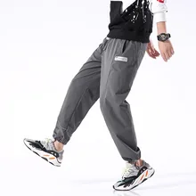 Светоотражающие пластиковые ноги рот шнурок слинг свободный крой функция Брюки High Street Diablo серии мужские по щиколотку луч ноги