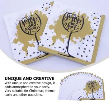 

100 Sheets Xmas Napkin Paper Goblet Pattern Dinner Tissue Party Napkins (Golden)