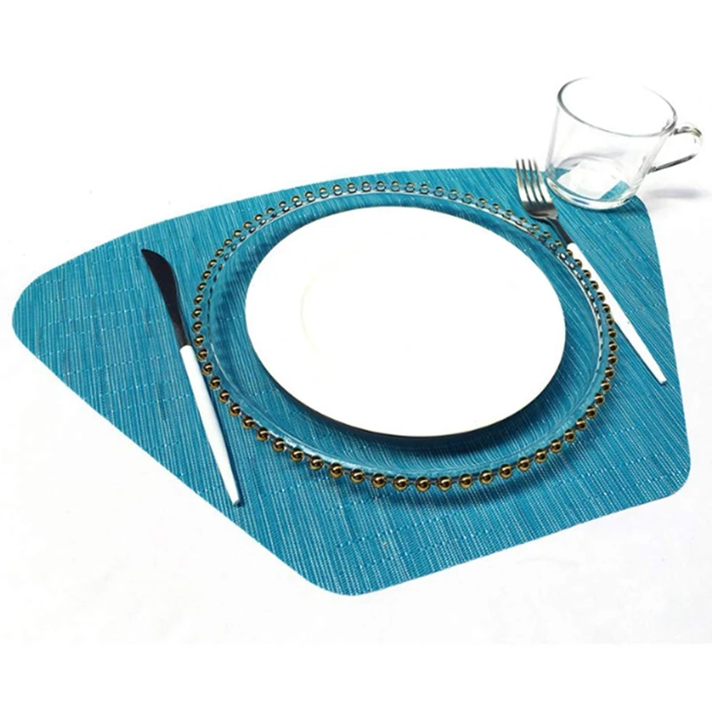 Мода-Веер-образный Teslin ПВХ коврик для тарелок круглый стол коврик изоляционная одежда-устойчивые предметы домашнего обихода столовые приборы(синий