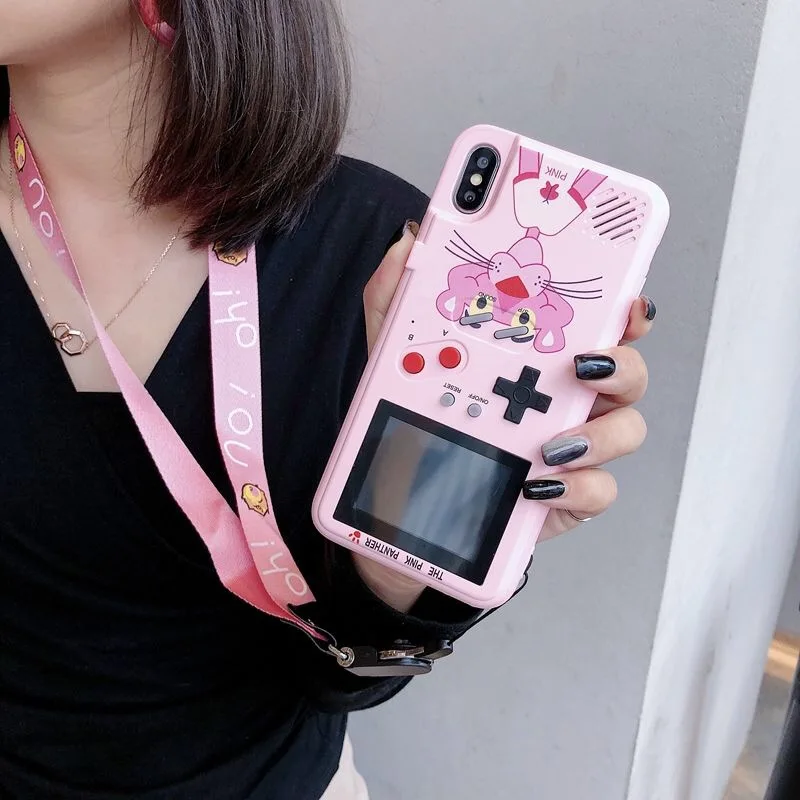 Полноцветный дисплей игровой чехол для телефона iPhone Xs Max Xr X Игровой чехол для iPhone 6 7 8 Plus Xs Max Xr Funda Capa - Цвет: Pink leopard
