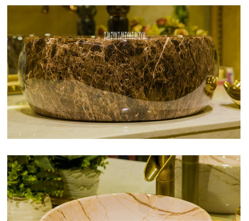 Ванная комната круглый умывальный таз искусство дерево-Текстура керамика для мытья посуды бассейна чаша туалета одно отверстие раковина