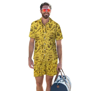 

Fashion Shirts For Men Summer Beach Pants Mens Casual Shorts Plus Size Shirts and Shorts Printed Loose Shirt Streetwear