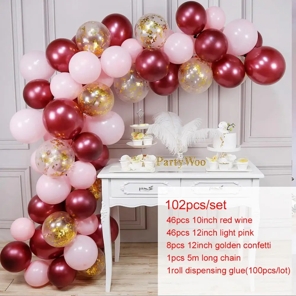 Макарон воздушные шары Арка набор пастели серый розовый воздушные шары-гирлянды розовое золото Свадьба День Рождения Вечеринка украшения для детского душа - Цвет: 102pcs Balloon Chain