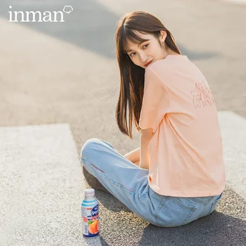 

INMAN 2020 Summer New Arrival Chinese Letters Embroidered Cute Fashion Short Sleeve T-shirt