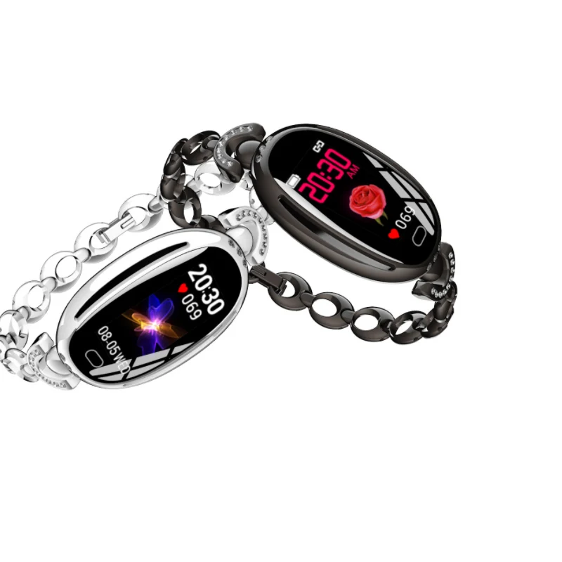 Ceny Imosi E68 smart watch kobiety 0.96 Cal Monitor pracy serca IP67 wodoodporna Sport Fitness bransoletka zestaw z diamentami opaska na nadgarstek