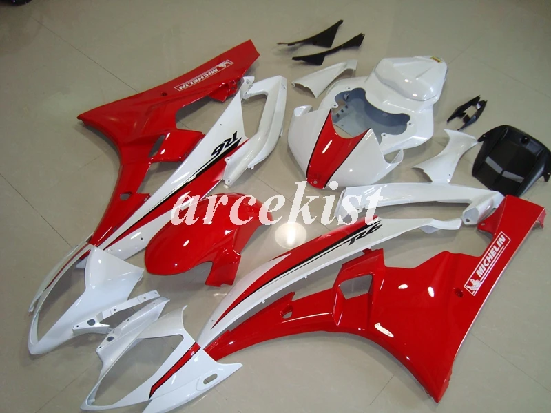 

Injection Mold New ABS Motorcycle Fairings kit for YAMAHA YZF-R6 2006 2007 06 07 R6 Fairing set Red white bright