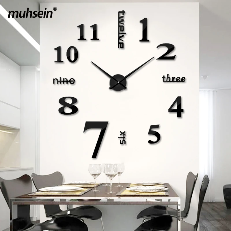 Muhsein 2021 креативные настенные часы Современные DIY 3D Цифровой Акриловые зеркальные