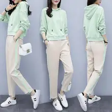 Женская одежда осенний спортивный костюм Модный комплект из двух предметов повседневный спортивный свитер костюм Спортивная одежда mujer плюс размер