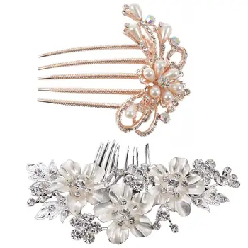 

Rhinestones Pearls Bridal Wedding Party Hair Comb Headdress Clip Pin, with Wedding Bridal Hair Combs Vintage Silver