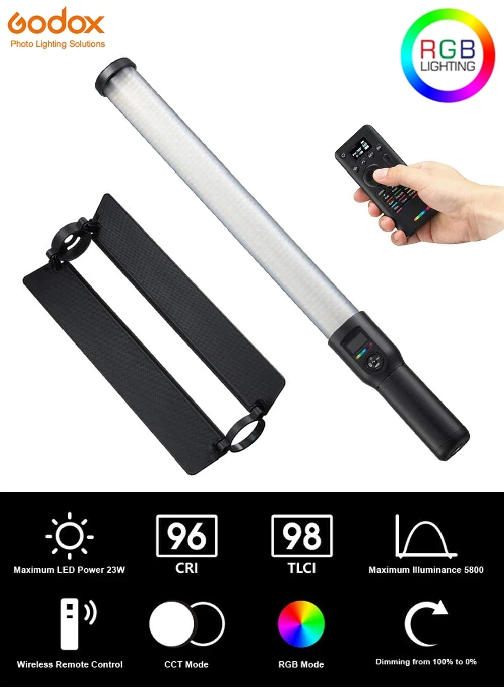 GODOX LC500R RGB Full Color Handheld LED Light Sticks 2500K-8500K Remote Control Lithium Battery for Video Photography