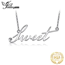Ювелирный дворец Алфавит слова сладкий кулон на счастье с 18 дюймов цепочкой кубического циркония 925 ювелирные изделия для женщ