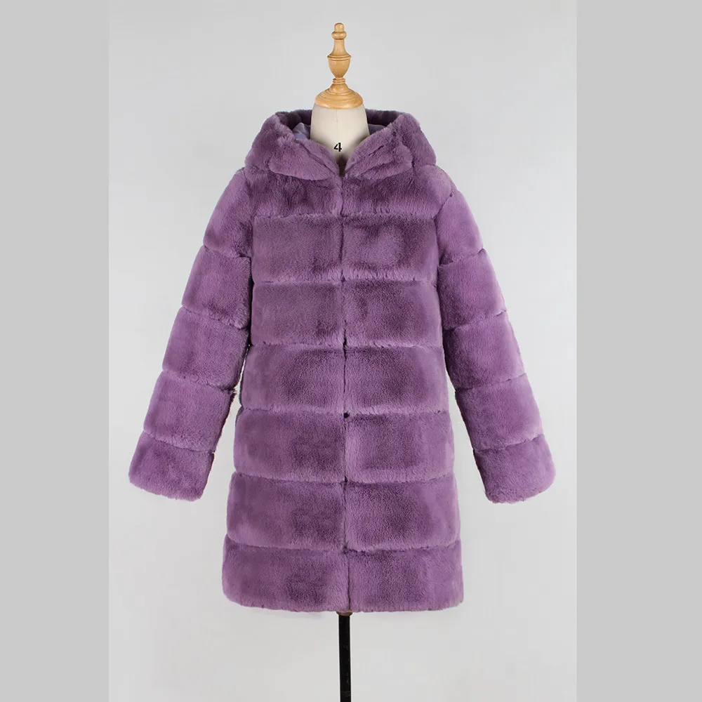 Новинка, Брендовое зимнее теплое женское роскошное пальто из искусственного меха с капюшоном, осеннее пальто, Женское пальто, верхняя одежда#1028 - Цвет: PU