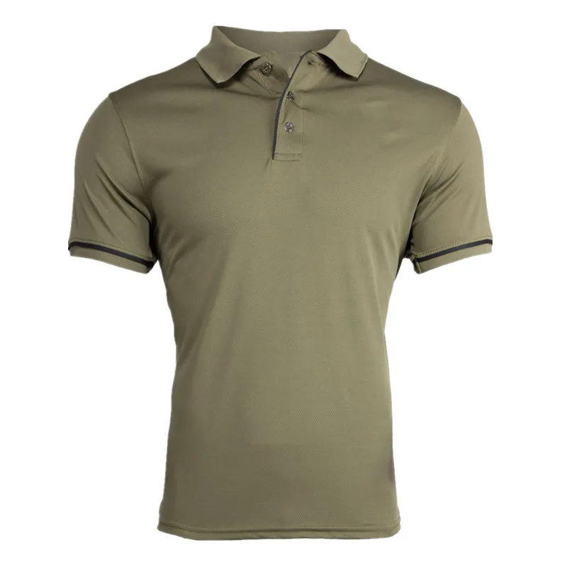 BIAOLUN Брендовые мужские повседневные рубашки поло для деловых людей с коротким рукавом, приталенная рубашка, однотонные повседневные рубашки поло, топы, Лидер продаж - Цвет: Solid army green