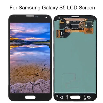 

100% Tested AMOLED For SAMSUNG S5 LCD for Samsung S5 G900F G900H LCD Screen Touch Digitizer Assembly with Adhesive