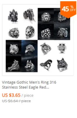 Retro Mens Rings 316L Stainless Steel For Male Boyfriend Biker Jewelry Golden Blue CZ Crystal Stones Skull Eagle Ring 2021 New
