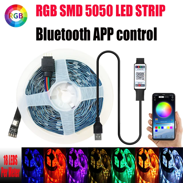 Bluetooth Control RGB 5050 2835 LED Lights Strip USB 5V Flexible Lamp Tape Diode Festival Fita White Tira Luces TV PC Desk Luz RGB 5050 Bluetooth