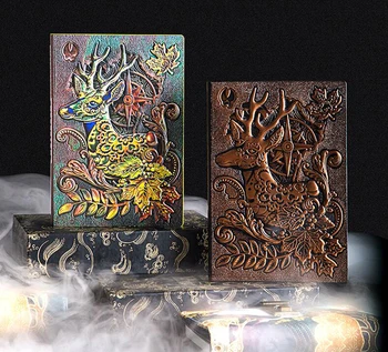 

New Arrival 2pcs/set * 3D A5 Diary Notebook Good PU Leather Elk Relief Notepad 365 days Handbook