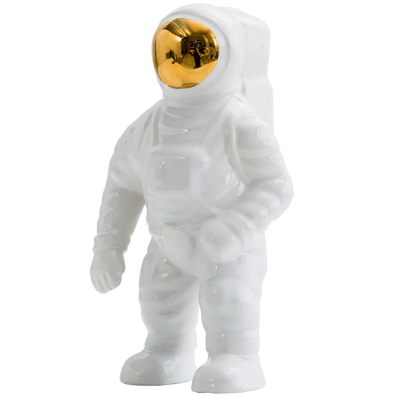 

Space Man Astronaut Statue Sculpture Rocket Plane Creative Pattern Of Ceramic Material Cosmonaut Statue Sculpture Decorations