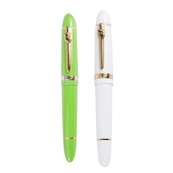 

Jinhao 2 Pcs 159 18Kgp 0.7Mm Medium Broad Nib Fountain Pen Free Office Fountain Pen with a Box, White & Green