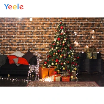 

Yeele Christmas Backdrop Winter Tree Sofa Gift Brick Wall Photography Background Photo Studio Photobooth Shoot Photophone Props