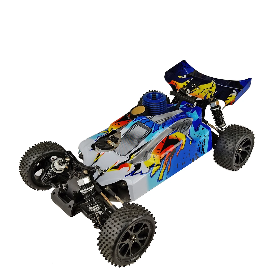 

VRX RH1006 1/10 Scale 4WD Nitro RTR Off-road Buggy High Speed 2.4GHz RC Car(With Force.18 Methanol Engine) - R0070BL Blue White