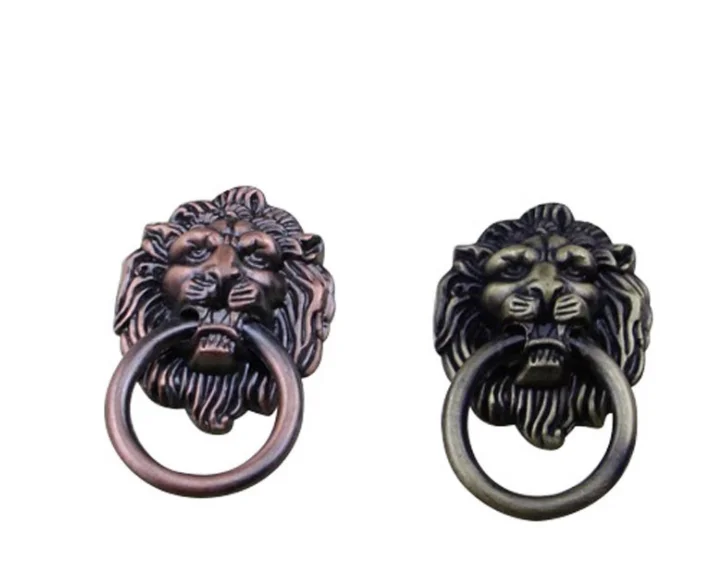 

100PCS 67*43mm Furniture Handles Beast for Lion Head Antique Alloy Handle Wardrobe Drawer Door Pull Retro Decoration