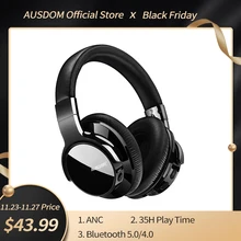 AUSDOM ANC8 Active Noise Cancelling Wireless Headphones Bluetooth Headset with Super HiFi Deep Bass 20H Playtime for Travel Work