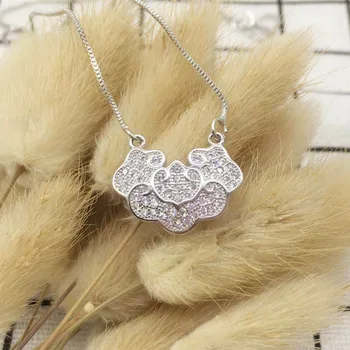 

925 Sterling Silver Jewelry Microchip Crystal Cloud Longevity Lock Female Accessories Personality Pendant Necklace H169