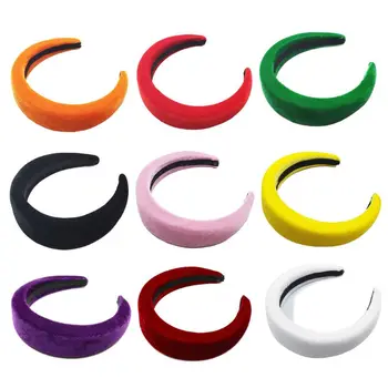 

9 Colors Fashion Padded Headbands Thick Velvet Headband Puffy Sponge Headbands Vintage Wide Headband Kit for Women