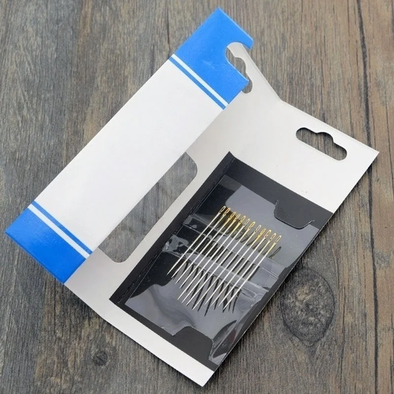 24pcs Self-Threading Sewing Needles Stainless Steel Quick Automatic Threading Needle Stitching Pins DIY Punch Needle Threader