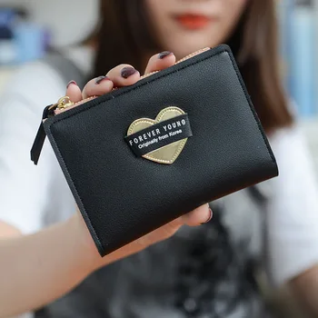 

2019 New Small Wallet Ladies Short Zipper Tassel Love Korean Student Wallet Female Phone Pocket Mini Purse Carteira Feminina