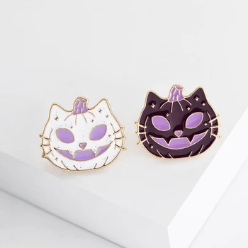 

Doreen Box Halloween Purple and White Funny Devil Pumpkin Brooch Creative Wild Badge Denim Accessories For Halloween Party 1PC