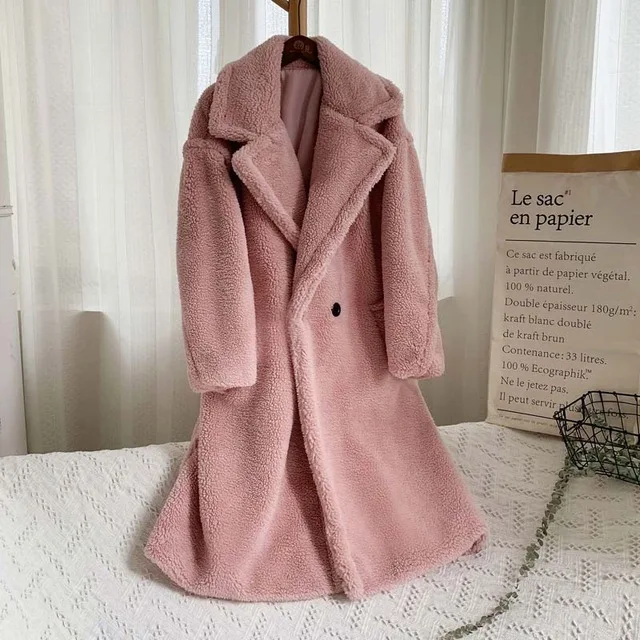 Однотонные теплые толстые плюшевые пальто женские большие пальто и куртки из искусственного меха женские теплые XS-XXL 8 цветов меховые пальто cwf0183-5 - Цвет: Розовый