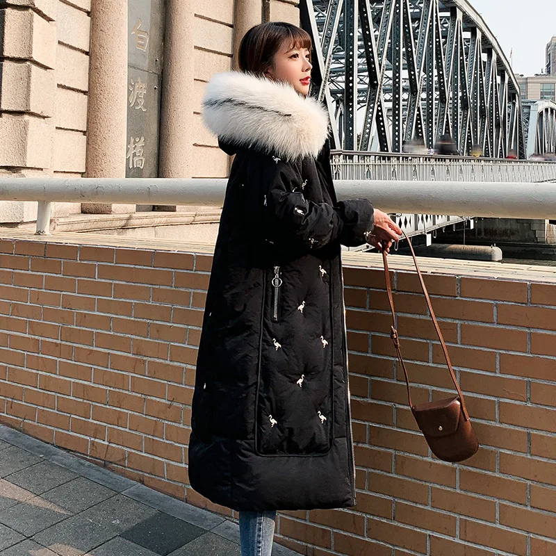Liva girl зимняя куртка женская хлопковая стеганая верхняя одежда женское длинное пальто с капюшоном с мехом свободная парка корейский стиль