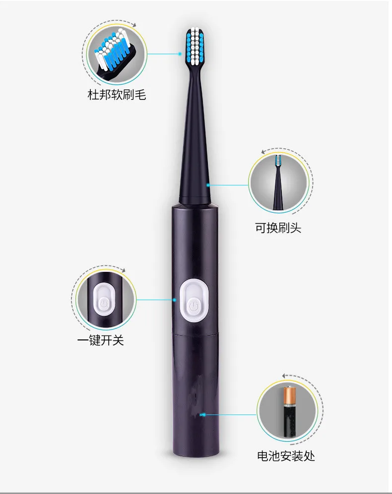 1 шт., электрическая зубная щетка, звуковая волна, здоровое отбеливание зубов, чистящая головка, сменная Высококачественная щетка, портативная, для дома, путешествий