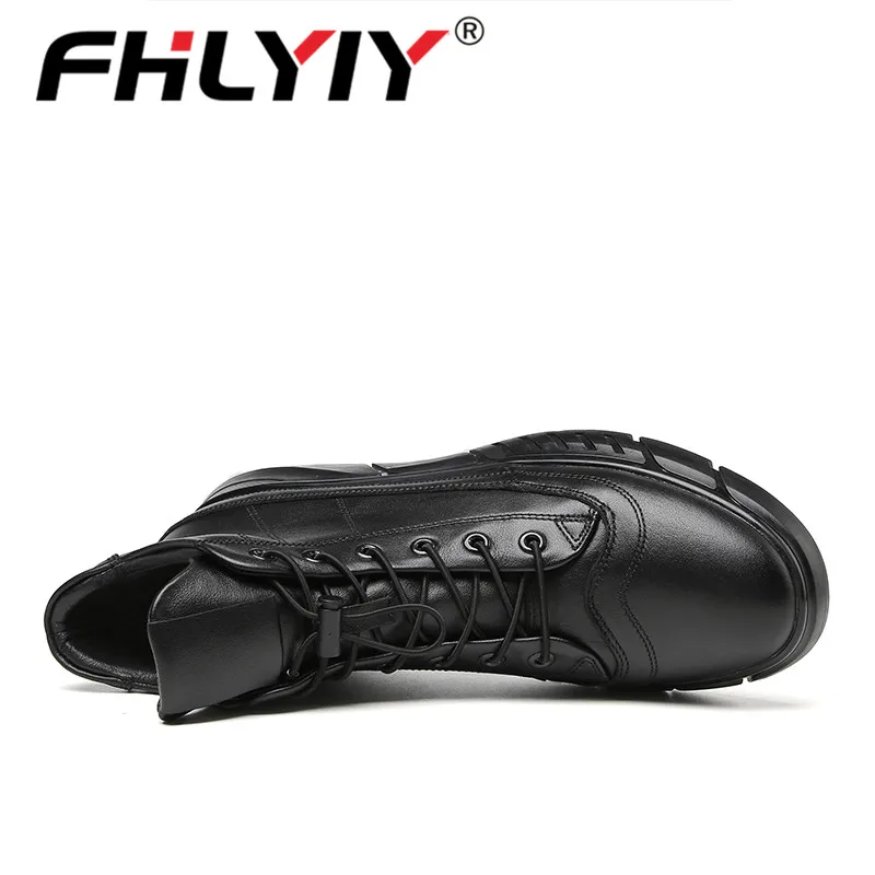 Fhlyiy/брендовые ботинки; Мужская обувь; мужские кожаные ботинки; уличные плюшевые теплые мужские кроссовки; Зимние ботильоны; зимние ботинки; Zapatos De Hombre; Цвет Черный