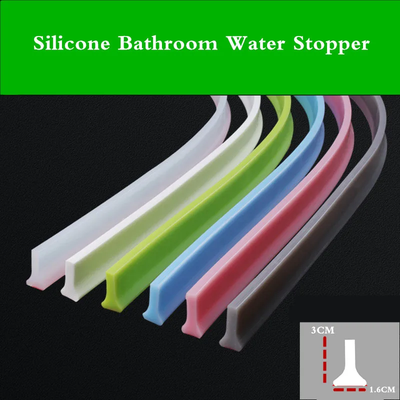 

1-3M Silicone Bathroom Water Stopper Blocker Shower Dam Non-slip Dry And Wet Separation Flood Barrier Door Bottom Sealing Strip