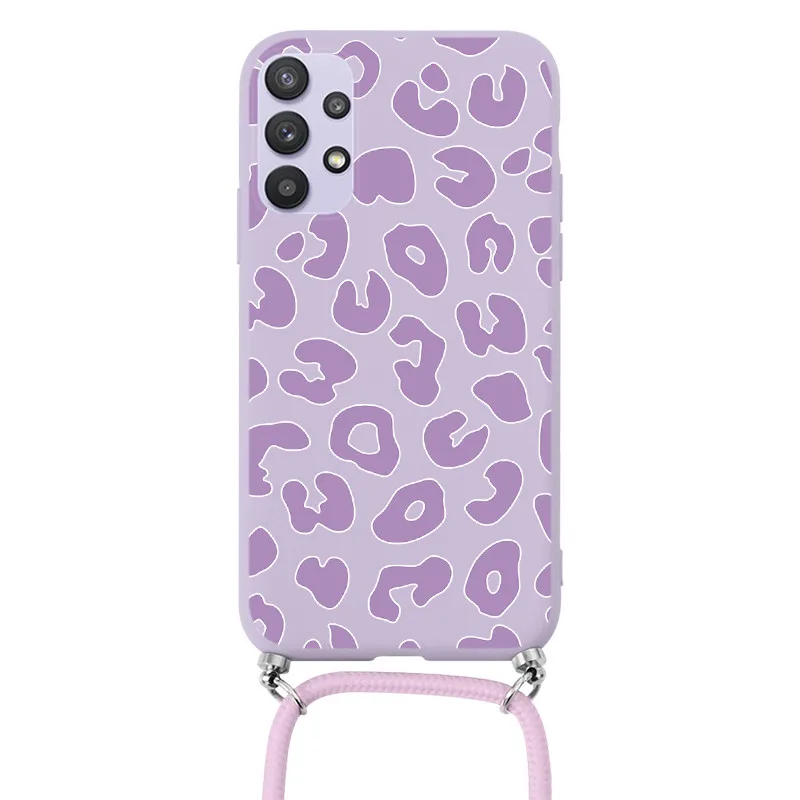 cute phone cases for samsung  For Samsung Galaxy A32 4G 5G Case Soft Silicone Cover For Samsung GalaxyA32 A 32 Fundas Chain Necklace Strap Cord Lanyard Bumper samsung cute phone cover Cases For Samsung