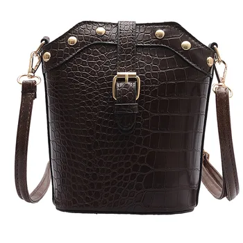 

Crocodile pattern Large Capacity Leather Shoulder Bag Solid Color Messenger Bag Handbags Phone bag Simple buckle shoulder bag