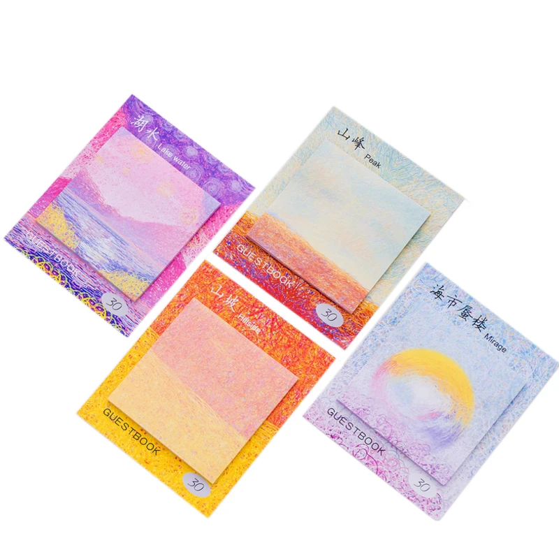 

1pack/lot Creative Painted Oil Painting Three Design To Choose Stationery For School Suppiles Memo Pad Sticky Notes