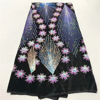 

velvet Latest French Advanced Nigerian Lace Dress High Quality Sequins Tulle African Lace Fabric Wedding French Tulle Lace