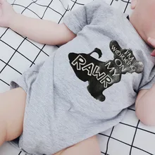 Летняя детская серая одежда с рисунком из мультфильма; комбинезон для новорожденных; Детский комбинезон с принтом в виде букв