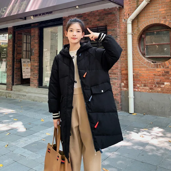 

Cotton Coat Women's Mid-length 2019 New Style Korean-style down Jacket Cotton-padded Clothes Hooded Loose-Fit Students Thick Coa