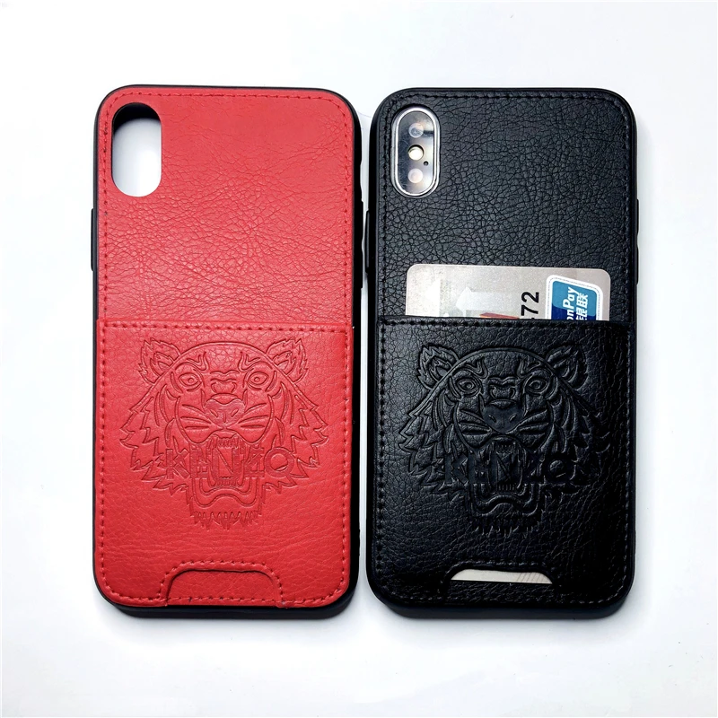 

Cool Tiger Head Patterned Pu Leather Wallet Case Slot Holder for IPhone 6 6S 7 8 Plus X XS Max XR Luxury Brand Case Back Cover