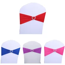 100 шт сердце спандекс стул Sash стрейч лайкра стул полосы с бриллиантовым кольцом для свадебной вечеринки