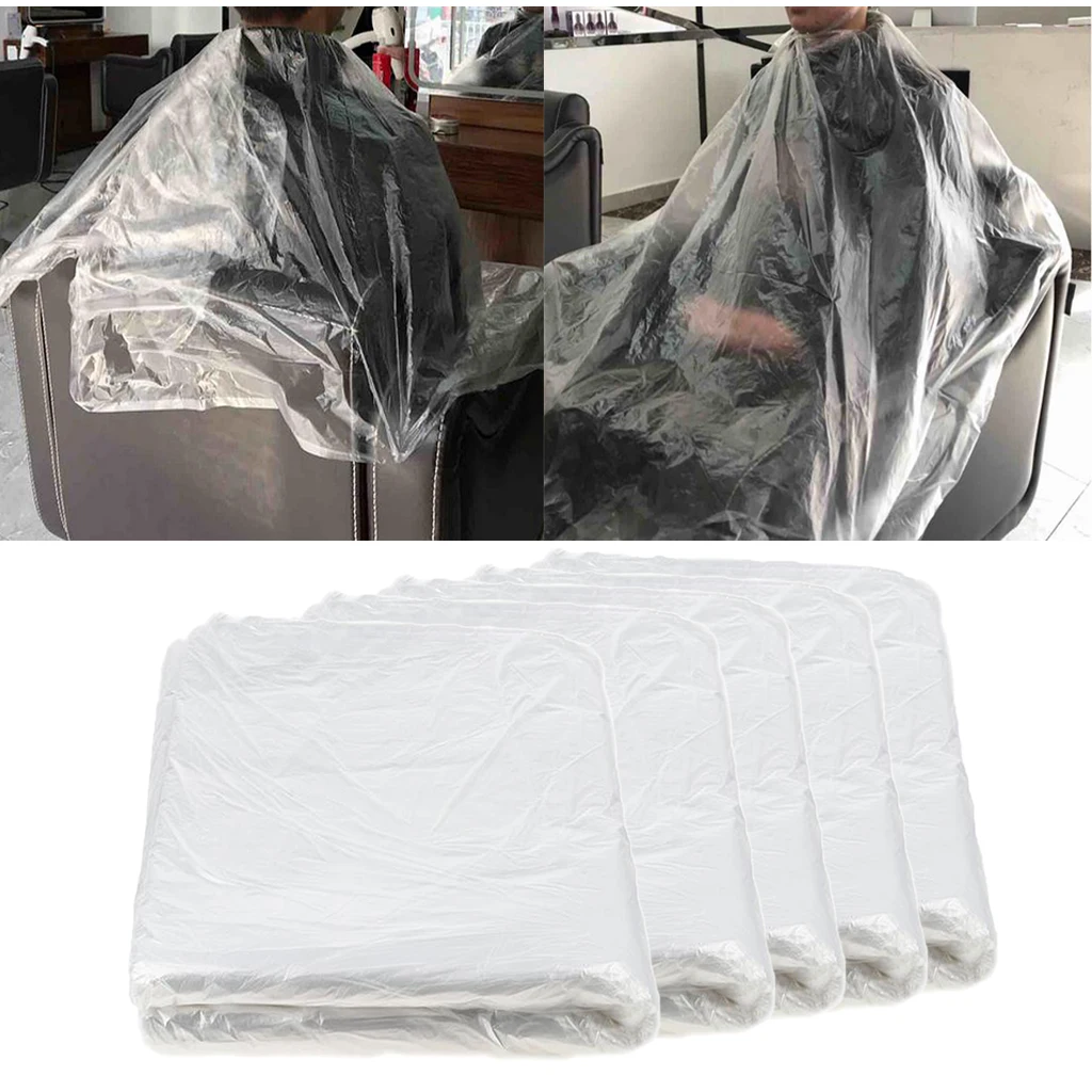 500x Disposable Hair Cutting Cape Gown Hairdresser Capes Apron Transparent